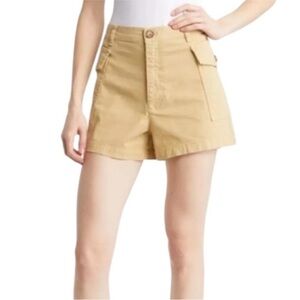 Frame Shorts Patch Pocket Utility Washed Tan Chino Size 28 Khakis Cotton